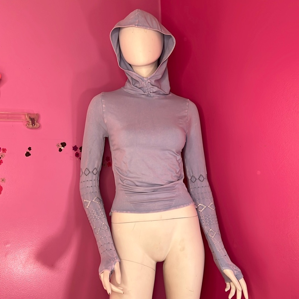 Free People Good Karma Hoodie washed blue XS/S - Picture 3 of 8